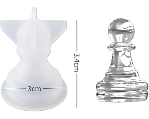 Form für Schachfiguren mit den Maßen 3,4 cm Höhe und 3 cm Breite