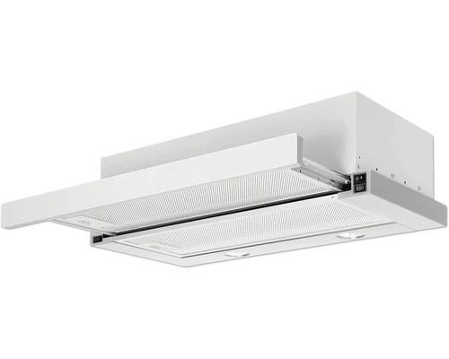 Weiße Dunstabzugshaube mit ausziehbarer Funktion und Metallfettfilter