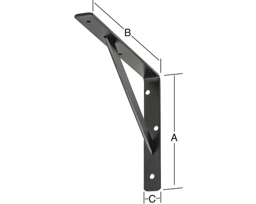 Regalwinkel mit Maßen A, B und C