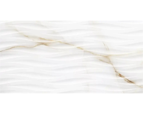 form & style Feinsteinzeug Dekorfliese SIENA Onyx gold 32 x 62,5 x 0,9 cm Dekorative weiße Wandfliese mit wellenförmiger Oberfläche