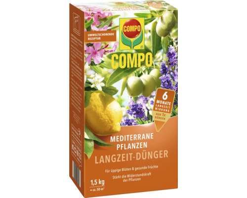 COMPO Mediterrane Pflanzen Langzeit-Dünger, 1,5 Kilogramm Packung