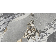 Nahaufnahme einer grauen Fliese mit Marmorierung