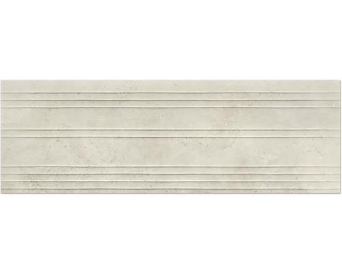 Steingut Dekorfliese Fond beige 40 cm x 120 cm x 1,1 cm matt tiefenstruktur rektifiziert Keramikfliese mit Rillenstruktur