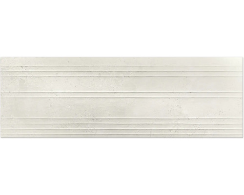 Steingut Dekorfliese Sink Fond white 40 cm x 120 cm x 1,1 cm matt tiefenstruktur rektifiziert Keramikfliese mit horizontalem Rillenmuster