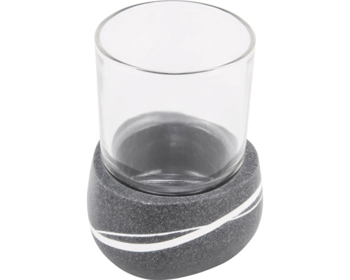 Kerzenhalter aus Glas mit Steinbasis