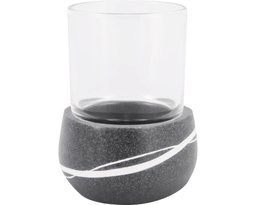 Glas mit grauem Steinsockel