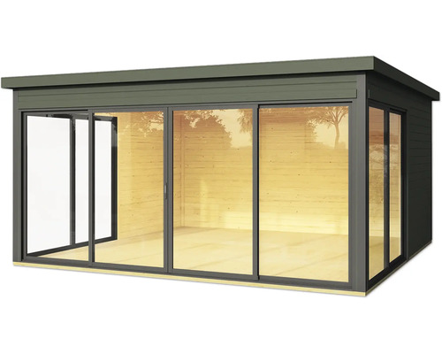Gartenhaus mit Schiebetüren und Flachdach