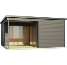 Gartenhaus mit Schiebetüren aus Glas