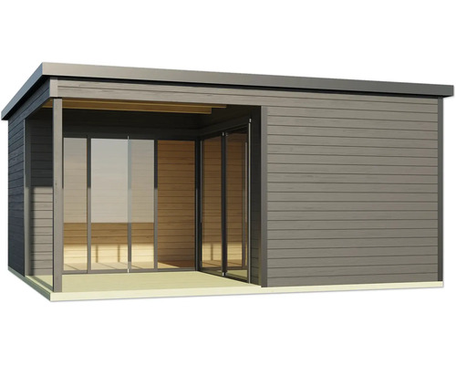 Gartenhaus mit Schiebetüren aus Glas