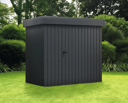 Gerätehaus Hörmann EcoStar Euroline Flachdach, Einzeltür 237 x 181 cm anthrazit Geräteschuppen aus Metall im Garten