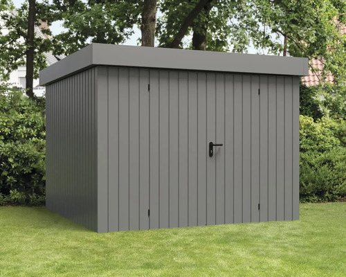 Gartenhaus Hörmann EcoStar Euroline Flachdach, Doppeltür 285 x 278 cm graualuminium