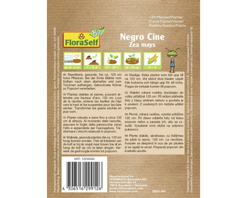 Negro Cine Zea mays seed packet
