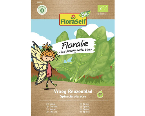 Spinat Vroeg Reuzenblad Floraself Floralie & Flo Samenfestes Saatgut Gemüsesamen FloraSelf Floralie Gartensamen für Kinder, Spinat