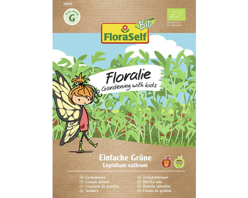 Kresse Einfache Grüne Floraself Floralie & Flo Samenfestes Saatgut Kräutersamen FloraSelf Floralie Kresse-Samenpackung für den Gartenanbau mit Kindern