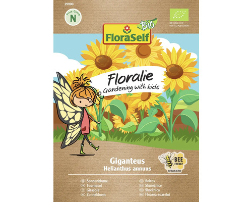 Sonnenblume Giganteus Floraself Floralie & Flo Samenfestes Saatgut Blumensamen FloraSelf Floralie Giganteus Sonnenblumen-Samenpackung