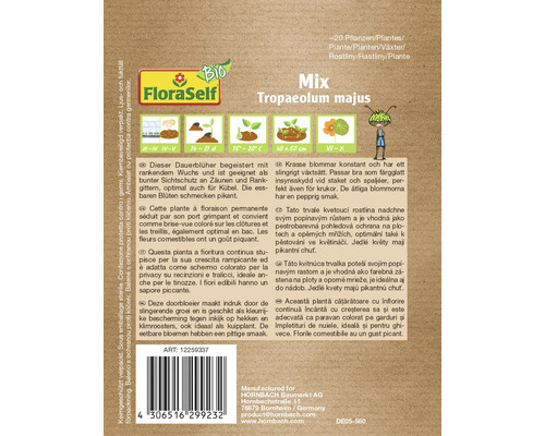 Samenpackung FloraSelf Mix Tropaeolum majus, circa 20 Pflanzen
