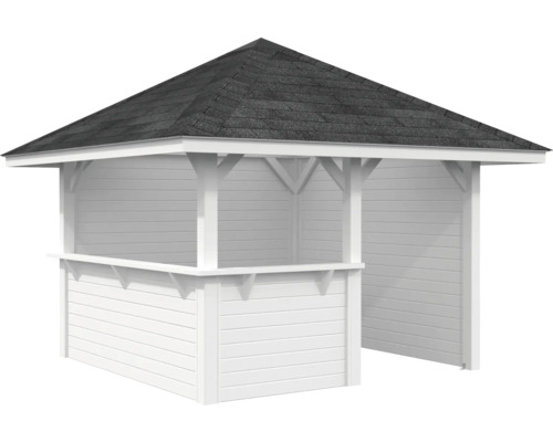 Weißer Pavillon mit schwarzem Dach
