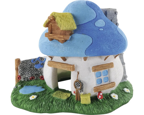 Aquariumdekoration ORBIT Schlümpfe Haus Fischer ca. 13 x 10 x 11 cm Polyesterharz Dekorative Pilzhaus-Figur für ein Aquarium