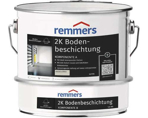 Remmers Epoxidharz Bodenbeschichtung 2K seidenglänzend kieselgrau 5 kg