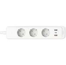 Steckdosenleiste mit drei Schutzkontaktsteckdosen und USB-Anschlüssen