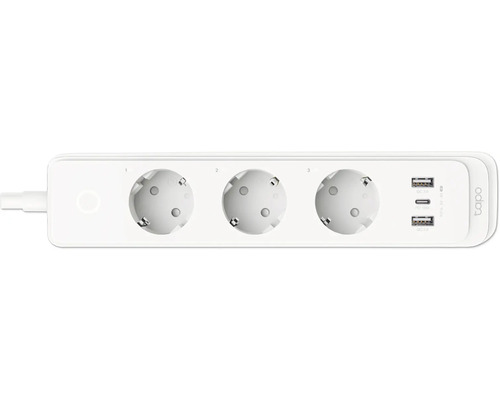 Steckdosenleiste mit drei Schutzkontaktsteckdosen und USB-Anschlüssen