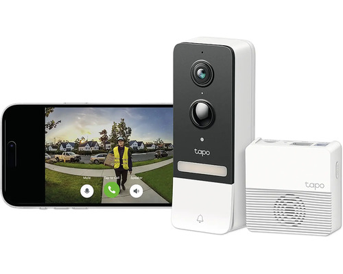 TP-Link Tapo Video-Türklingel mit Smartphone-Ansicht eines Paketboten vor der Haustür