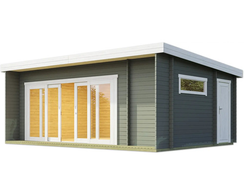 Gartenhaus mit Schiebetür, Fenster und Holzwand