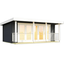 Modernes Gartenhaus mit überdachter Terrasse und Doppeltür