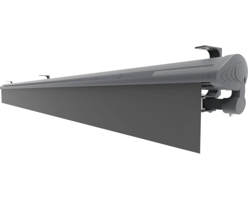 Halbkassettenmarkise Bari mit Solar Antrieb 5x3 Stoff Uni anthrazit Gestell RAL 7016 anthrazitgrau inkl. Motor mit Notkurbelfunktion, Fernbedienung Markise für den Außenbereich