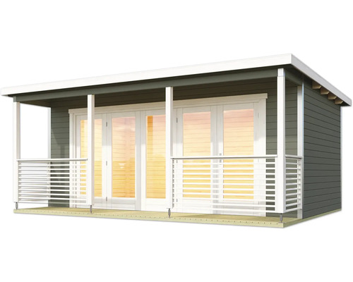 Gartenhaus mit Doppeltür und Geländer