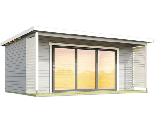 Gartenhaus mit Schiebetür aus Glas