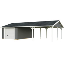 Einzelgarage Palmako Roger 19,0+33,2 m² mit Sektionaltor 1006 x 619 cm dunkelgrau-weiß
