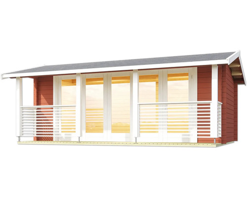 Gartenhaus mit Terrasse und großen Fenstern