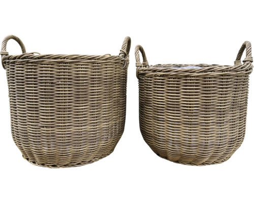 Zwei geflochtene Körbe mit Griffen