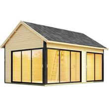 Holzgartenhaus mit Schiebetüren und Satteldach