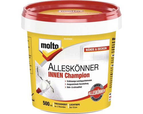 Molto Alleskönner Spachtelmasse Champion Innen 500 ml Molto Alleskönner Innen Champion Reparaturspachtel im Eimer