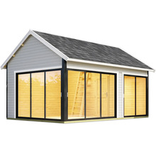 Gartenhaus mit Schiebetüren und Satteldach