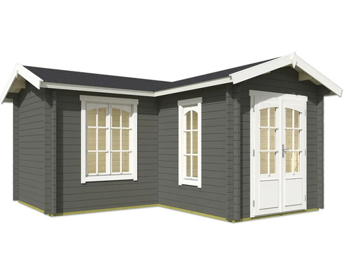 Holzgartenhaus mit Fenstern und Doppeltür