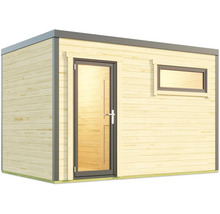 Holzgartenhaus mit Tür und Fenster