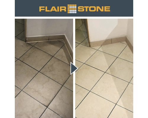 Vorher-Nachher-Ansicht von Bodenfliesen nach der Reinigung