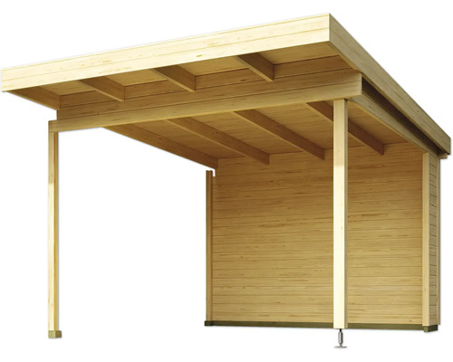 Holzcarport mit Flachdach und Wandelementen