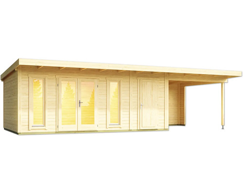 Holzgartenhaus mit Doppeltür und Überdachung