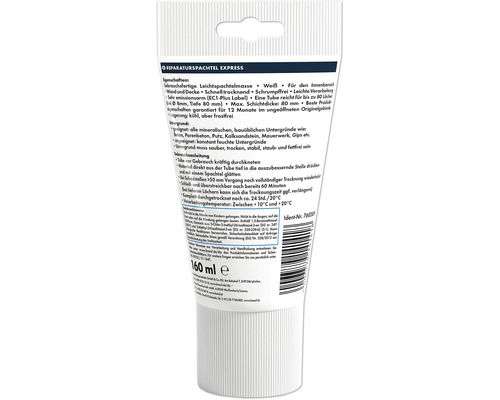 Knauf Reparaturspachtel Express, gebrauchsfertige Leichtspachtelmasse für den Innenbereich, Tube mit 160 ml Inhalt