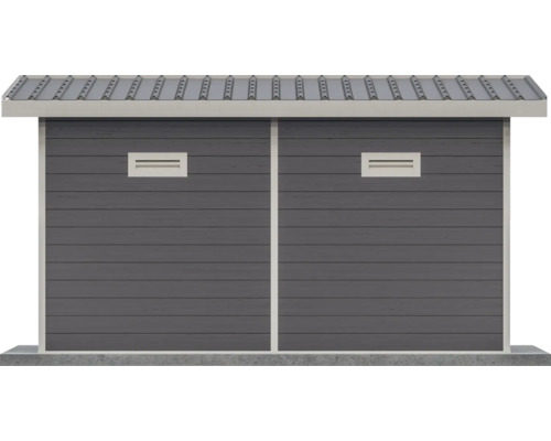 Gerätehaus mit Doppeltür, Holzwänden und Metalldach