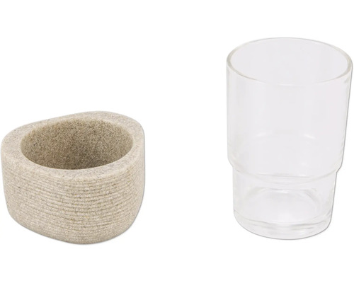 Seifenspender aus Stein und Glas