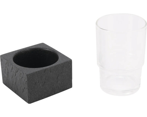 Windlicht aus Stein und Glas