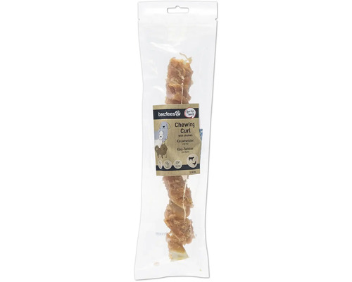 Beetztees Chewing Curl mit Huhn, Hundekausnack in Verpackung