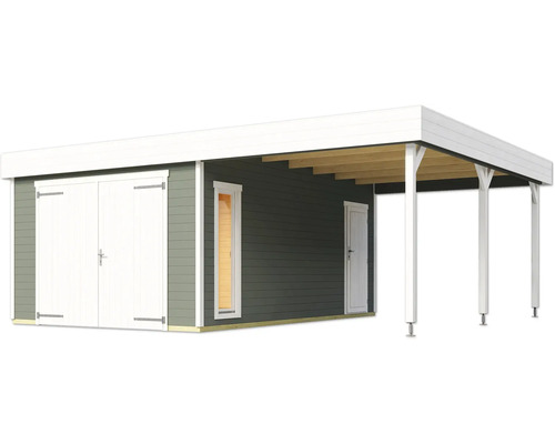 Holzgarage mit Carport