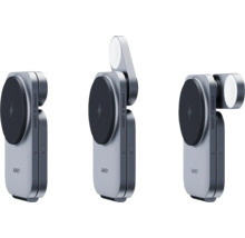 Aukey Omnia II Magnetische Zwei-in-Eins-Ladestation in drei verschiedenen Ansichten