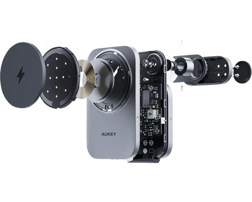 Explosionszeichnung eines Aukey Ladegeräts, das die internen Komponenten zeigt